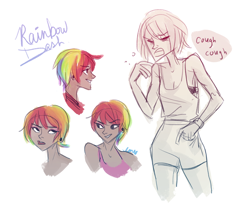 Size: 900x730 | Tagged: safe, artist:emmy, character:rainbow dash, female, humanized, sketch dump, solo