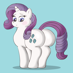 Size: 2500x2500 | Tagged: safe, artist:lordstormcaller, character:rarity, blushing, chubbity, chubby, expanding, female, plot, plump, rearity, solo, weight gain