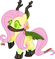 Size: 3000x3241 | Tagged: safe, artist:ruinedomega, character:fluttershy, ponyscape, alternate universe, female, possessed, solo, vector