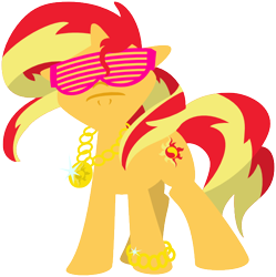 Size: 600x602 | Tagged: safe, artist:nano23823, character:sunset shimmer, species:pony, species:unicorn, bling, female, shutter shades, simple background, solo, sunglasses, transparent background