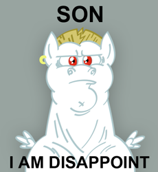 Size: 573x623 | Tagged: safe, artist:songoharotto, character:bulk biceps, disappoint, frown, glare, i am disappoint, image macro, male, meme, parody, solo, son i am disappoint