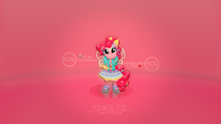 Size: 1920x1080 | Tagged: safe, artist:r4inbowbash, artist:tenaflyviper, edit, character:pinkie pie, clothing, cute, dress, shoes, text, vector, wallpaper, wallpaper edit, wings