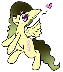 Size: 750x850 | Tagged: safe, artist:moekonya, oc, oc only, oc:tempus melody, species:bat pony, species:pony, bipedal, blushing, cute, fangs, heart, heart eyes, looking at you, simple background, smiling, solo, spread wings, transparent background, wingding eyes, wings