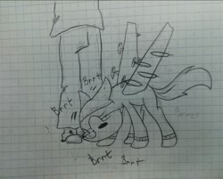 Size: 1346x1080 | Tagged: safe, artist:sigmanas, oc, oc only, oc:anon, species:plane pony, species:pony, behaving like a cat, blushing, brrrrt, bunting, cute, eyes closed, graph paper, implied brrrrt, mindfuck, nuzzling, original species, plane, purring, smiling, solo, traditional art, tu-95, щщоки