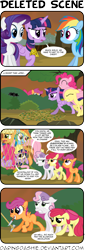 Size: 2000x5888 | Tagged: safe, artist:daringdashie, character:apple bloom, character:applejack, character:fluttershy, character:pinkie pie, character:rainbow dash, character:rarity, character:scootaloo, character:sweetie belle, character:twilight sparkle, character:twilight sparkle (alicorn), species:alicorn, species:pegasus, species:pony, episode:twilight's kingdom, g4, my little pony: friendship is magic, blank flank, comic, cutie mark crusaders, deleted scene, female, knife, mane six, mare