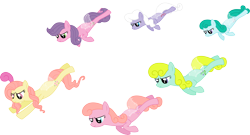 Size: 5724x3083 | Tagged: safe, artist:kaylathehedgehog, character:forget me not, character:honeysuckle, character:morning glory, character:peach blossom, character:rosedust, species:flutter pony, g1, female, g1 to g4, generation leap, lily (g1), simple background, transparent background, vector