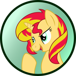 Size: 2720x2715 | Tagged: safe, artist:koonzypony, artist:mlp-scribbles, character:sunset shimmer, species:pony, species:unicorn, button, female, solo