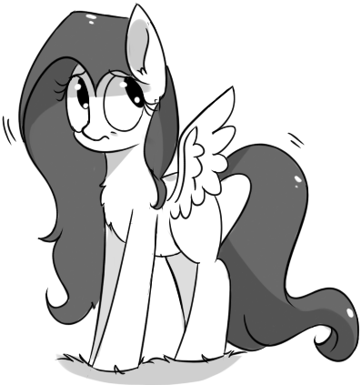 Size: 397x423 | Tagged: safe, artist:aureai, character:fluttershy, species:pegasus, species:pony, animated, black and white, chest fluff, ear fluff, female, grayscale, looking down, looking up, mare, monochrome, solo, spread wings, wings, worried
