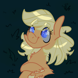 Size: 1000x1000 | Tagged: safe, artist:rivalcat, character:applejack, species:earth pony, species:pony, cute, hatless, jackabetes, mane down, missing accessory, night, no pupils, on back, smiling, stargazing, starry eyes, unshorn fetlocks, wingding eyes