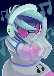 Size: 800x1131 | Tagged: safe, artist:penlink, character:dj pon-3, character:vinyl scratch, species:anthro, my little pony:equestria girls, female, simple background, solo