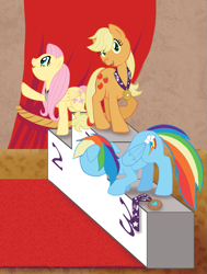 Size: 945x1247 | Tagged: safe, artist:hollowzero, character:applejack, character:fluttershy, character:rainbow dash, olympics
