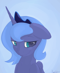 Size: 2500x3000 | Tagged: safe, artist:keeponhatin, character:princess luna, chest fluff, female, floppy ears, s1 luna, smiling, solo