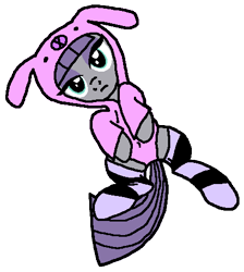 Size: 430x479 | Tagged: safe, artist:flyingbrickanimation, character:maud pie, belly button, bunny costume, bunny hood, clothing, cute, female, looking at you, maudabetes, on back, simple background, socks, solo, striped socks, transparent background