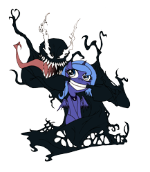Size: 1416x1632 | Tagged: safe, artist:dankodeadzone, character:princess luna, species:alicorn, species:pony, female, forced grin, grin, mare, s1 luna, simple background, sitting, smiling, symbiote, transparent background, venom