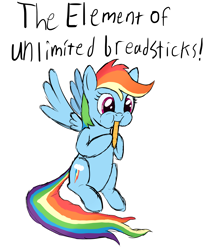 Size: 2617x3091 | Tagged: safe, artist:zaponator, character:rainbow dash, breadstick, breadsticks, eating, female, solo, unlimited breadsticks
