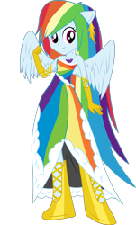 Size: 3000x4975 | Tagged: safe, artist:ruinedomega, character:rainbow dash, ponyscape, my little pony:equestria girls, clothing, dress, female, gala dress, ponied up, simple background, solo, transparent background, vector