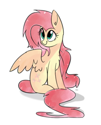 Size: 458x565 | Tagged: safe, artist:aureai, character:fluttershy, species:pegasus, species:pony, chest fluff, cute, ear fluff, female, mare, shyabetes, simple background, sitting, solo, transparent background