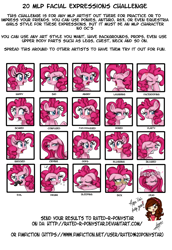 Size: 1280x1856 | Tagged: safe, artist:lucy-tan, character:pinkamena diane pie, character:pinkie pie, 20 mlp facial expressions challenge, angry, blushing, bored, confused, crying, dead, drool, drunk, drunkie pie, embarrassed, evil, expressions, facehoof, flirty, floral head wreath, happy, injured, laughing, meme, oops, sad, scared, shocked, sick, sleeping, wreath