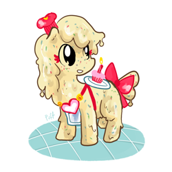 Size: 1280x1280 | Tagged: safe, artist:puffpink, oc, oc only, cupcake, food pony, original species, solo