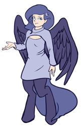 Size: 615x932 | Tagged: safe, artist:daily, oc, oc only, oc:selene, parent:oc:anon, parent:princess luna, satyr, clothing, keyhole turtleneck, offspring, open-chest sweater, solo, sweater, turtleneck