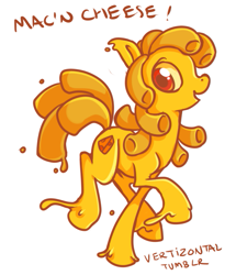 Size: 579x673 | Tagged: safe, artist:vertizontal, 30 minute art challenge, female, food pony, macaroni and cheese, original species, ponified, simple background, solo, white background