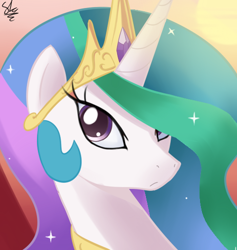 Size: 500x528 | Tagged: safe, artist:sallymon, character:princess celestia, bust, female, looking at you, portrait, solo