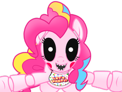 Size: 1024x768 | Tagged: safe, artist:birdivizer, character:pinkie pie, five nights at aj's 2, five nights at freddy's, jumpscare, rainbow power, toy chica
