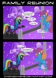Size: 2000x2775 | Tagged: safe, artist:daringdashie, character:rainbow dash, character:scootaloo, species:pegasus, species:pony, amputee, butt, clothing, comic, costume, crossover, female, high res, luke i am your father, mare, parody, plot, shadowbolt dash, shadowbolts, shadowbolts costume, star wars, uniform, wonderbolts, wonderbolts uniform