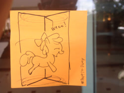 Size: 3264x2448 | Tagged: safe, artist:postitpony, character:apple bloom, everfree northwest, sketch, sticky note, traditional art