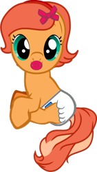 Size: 430x763 | Tagged: safe, artist:thunderdasher07, oc, oc only, baby, bow, diaper, female, foal, headband, pacifier, solo