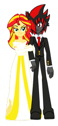 Size: 744x1600 | Tagged: safe, artist:ferrokiva, character:sunset shimmer, my little pony:equestria girls, commission, crossover, crossover shipping, equestria girls-ified, marriage, married, married couple, shadow the hedgehog, sonic the hedgehog (series)