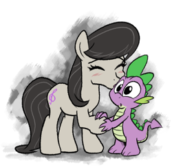 Size: 1106x1073 | Tagged: safe, artist:epulson, character:octavia melody, character:spike, species:pony, cropped, female, kissing, male, mare, shipping, spiketavia, straight