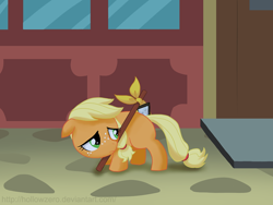 Size: 1000x750 | Tagged: safe, artist:hollowzero, character:applejack, female, filly, manehattan, solo