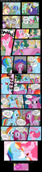 Size: 877x3549 | Tagged: safe, artist:frank1605, artist:musapan, character:bon bon, character:derpy hooves, character:dinky hooves, character:lyra heartstrings, character:minuette, character:pinkamena diane pie, character:pinkie pie, character:rainbow dash, character:sweetie drops, species:pegasus, species:pony, fanfic:cupcakes, comic, female, mare, spanish, translation
