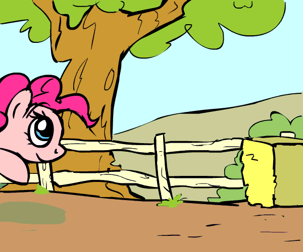 Size: 600x500 | Tagged: safe, artist:epulson, character:applejack, character:pinkie pie, animated, female, hay bale, leg twitch, pinkiebuse