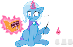 Size: 4831x3121 | Tagged: safe, artist:drewdini, character:trixie, species:pony, species:unicorn, ball, book, cup, female, for dummies, magic, magic wand, mare, simple background, solo, telekinesis, transparent background, vector, wand
