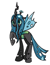 Size: 501x645 | Tagged: safe, artist:moekonya, character:queen chrysalis, species:changeling, blushing, changeling queen, female, solo