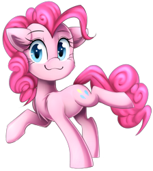 Size: 1545x1725 | Tagged: safe, artist:meotashie, character:pinkie pie, species:earth pony, species:pony, :3, behaving like a cat, cheek fluff, chest fluff, cute, diapinkes, ear fluff, female, mare, shoulder fluff, simple background, solo, transparent background