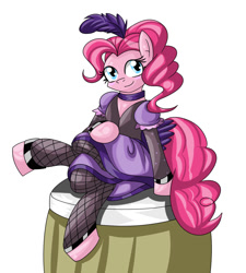 Size: 900x1000 | Tagged: safe, artist:fourze-pony, character:pinkie pie, barrel, clothing, costume, cute, saloon dress, saloon pinkie