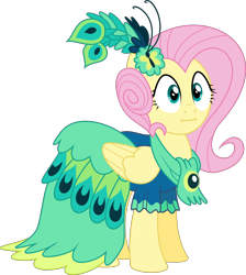 Size: 3000x3353 | Tagged: safe, artist:ruinedomega, character:fluttershy, ponyscape, episode:make new friends but keep discord, g4, my little pony: friendship is magic, :i, clothing, dress, gala dress, simple background, transparent background, vector, we bought two cakes