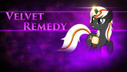 Size: 1920x1080 | Tagged: safe, artist:sgtwaflez, artist:silverfacade, edit, oc, oc only, oc:velvet remedy, species:pony, species:unicorn, fallout equestria, abstract background, cutie mark, fanfic, fanfic art, female, glowing horn, hooves, horn, magic, mare, raised hoof, saddle bag, solo, teeth, wallpaper, wallpaper edit