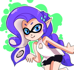 Size: 1033x985 | Tagged: safe, artist:twitchykismet, character:rarity, beanbrows, clothing, eyebrows, female, inkling, keyhole turtleneck, open-chest sweater, rarity month, solo, splatoon, sweater, turtleneck