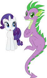 Size: 2256x3742 | Tagged: safe, artist:nstone53, character:rarity, character:spike, species:dragon, species:pony, species:unicorn, ship:sparity, female, male, older, older spike, shipping, simple background, straight, transparent background, vector