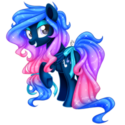 Size: 1024x1024 | Tagged: safe, artist:arcadianphoenix, oc, oc only, oc:midnight rhapsody, species:pegasus, species:pony, digital art, female, gradient hair, grin, mare, one hoof raised, signature, simple background, smiling, solo, sparkles, sparkly mane, transparent background