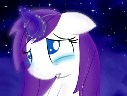 Size: 750x565 | Tagged: safe, artist:mlp-firefox5013, character:rarity, crying, dishevelled, female, magic, night, solo