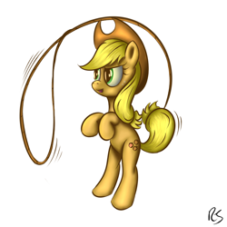 Size: 900x900 | Tagged: safe, artist:redesine, character:applejack, species:pony, bipedal, female, lasso, solo