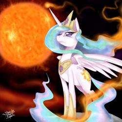 Size: 800x800 | Tagged: safe, artist:starlightspark, character:princess celestia, species:alicorn, species:pony, g4, female, looking at you, mare, paint tool sai, solo, sun