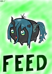 Size: 1240x1754 | Tagged: safe, artist:sonikku001, character:queen chrysalis, species:changeling, chubbie, blob, female, solo