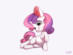 Size: 1181x894 | Tagged: safe, artist:ciciya, character:sweetie belle, cute, diasweetes, female, pixiv, solo, tongue out