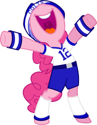 Size: 3000x3861 | Tagged: safe, artist:nstone53, character:pinkie pie, species:pony, american football, andrew luck, bipedal, clothing, female, gridiron football, indianapolis colts, nfl, nose in the air, simple background, solo, super bowl, super bowl xlix, that was fast, transparent background, vector